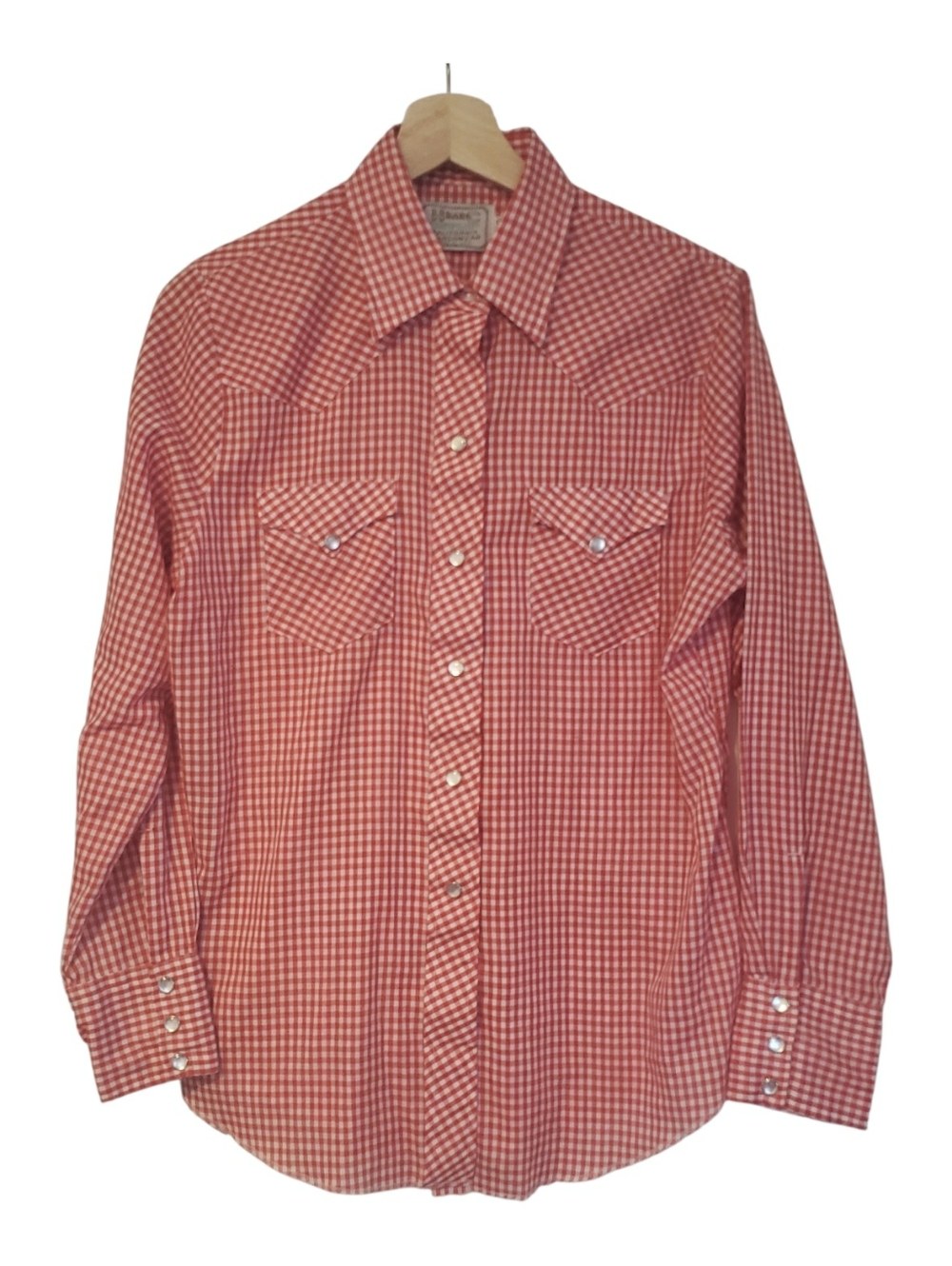 Vintage H Bar C Shirt Western Pearl Snap Rodeo Ranch Cowgirl Red Gingham Size 40